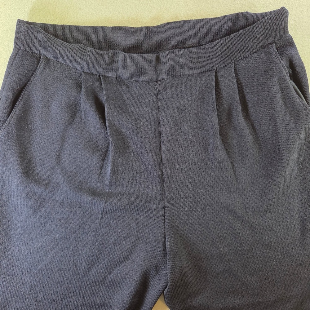 St John Basics Navy Blue Santana Knit Straight Leg Pants High Rise Womens 10 - Picture 3 of 9